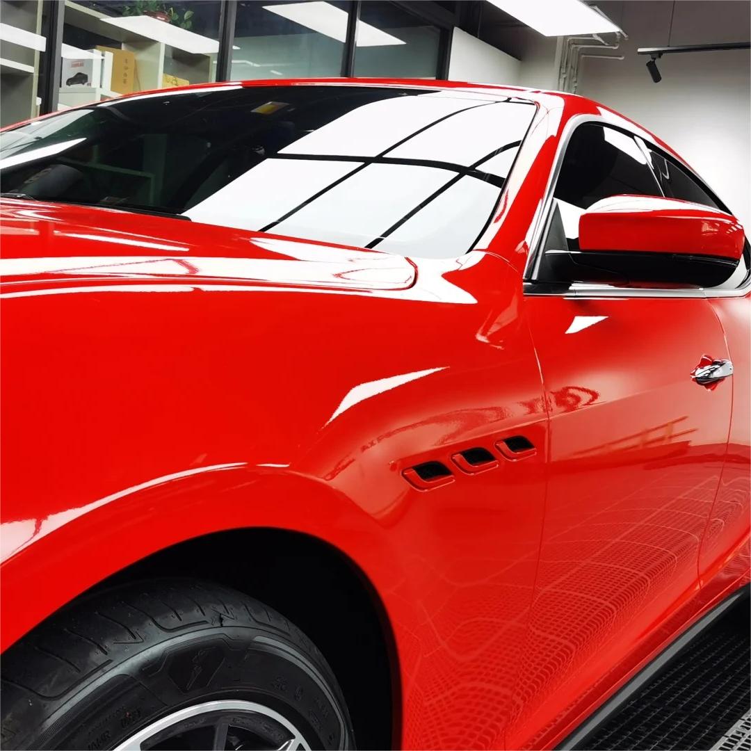 Gloss Ferrari Red Car Vinyl Wrap PET review Surface 02