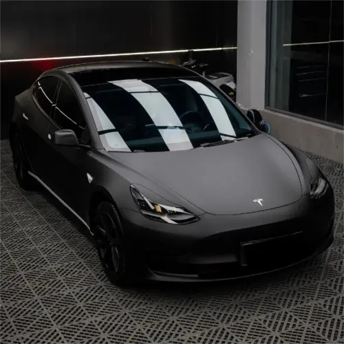 Ultra Matte Black Car Vinyl Wrap Tesla BMW PET review 