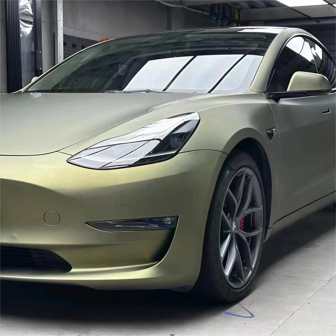 Matte Metallic Lighting Green Car Vinyl Wrap PET review Ensure 00