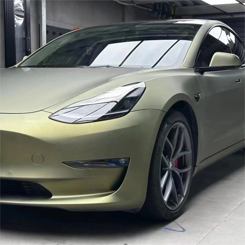 Matte Metallic Lighting Green Car Vinyl Wrap PET review 