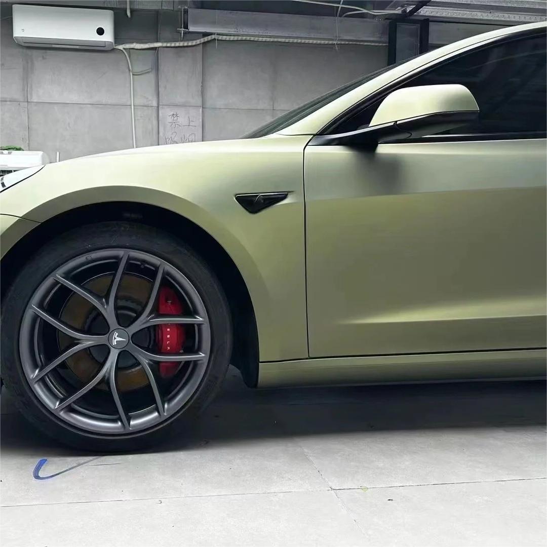 Matte Metallic Lighting Green Car Vinyl Wrap PET review Ensure 02
