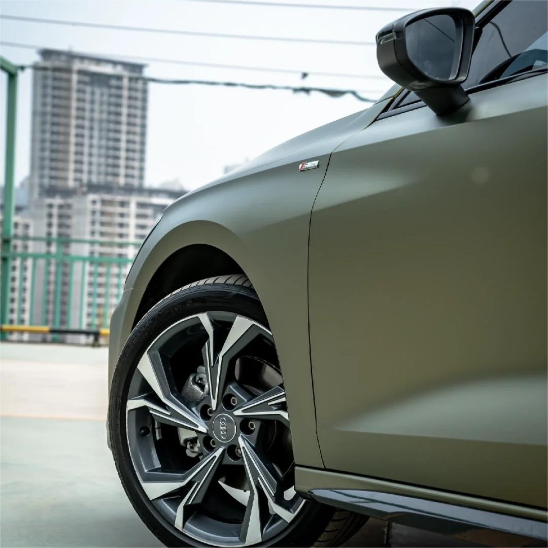 Matte Metallic Lighting Green Car Vinyl Wrap PET review Reasonable 03