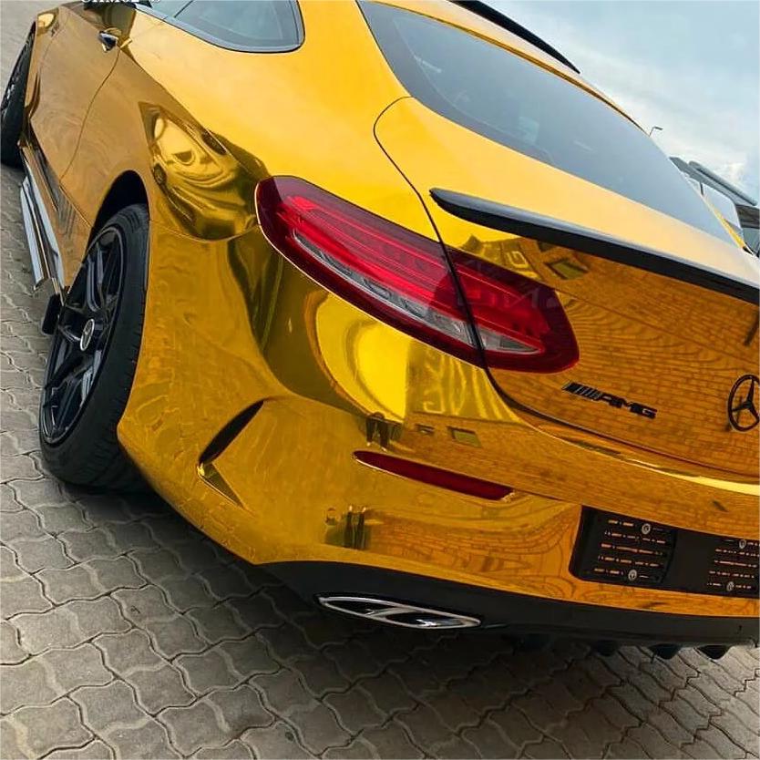 Gloss Mirror Chrome Gold Car Vinyl Wrap  review Photos 01