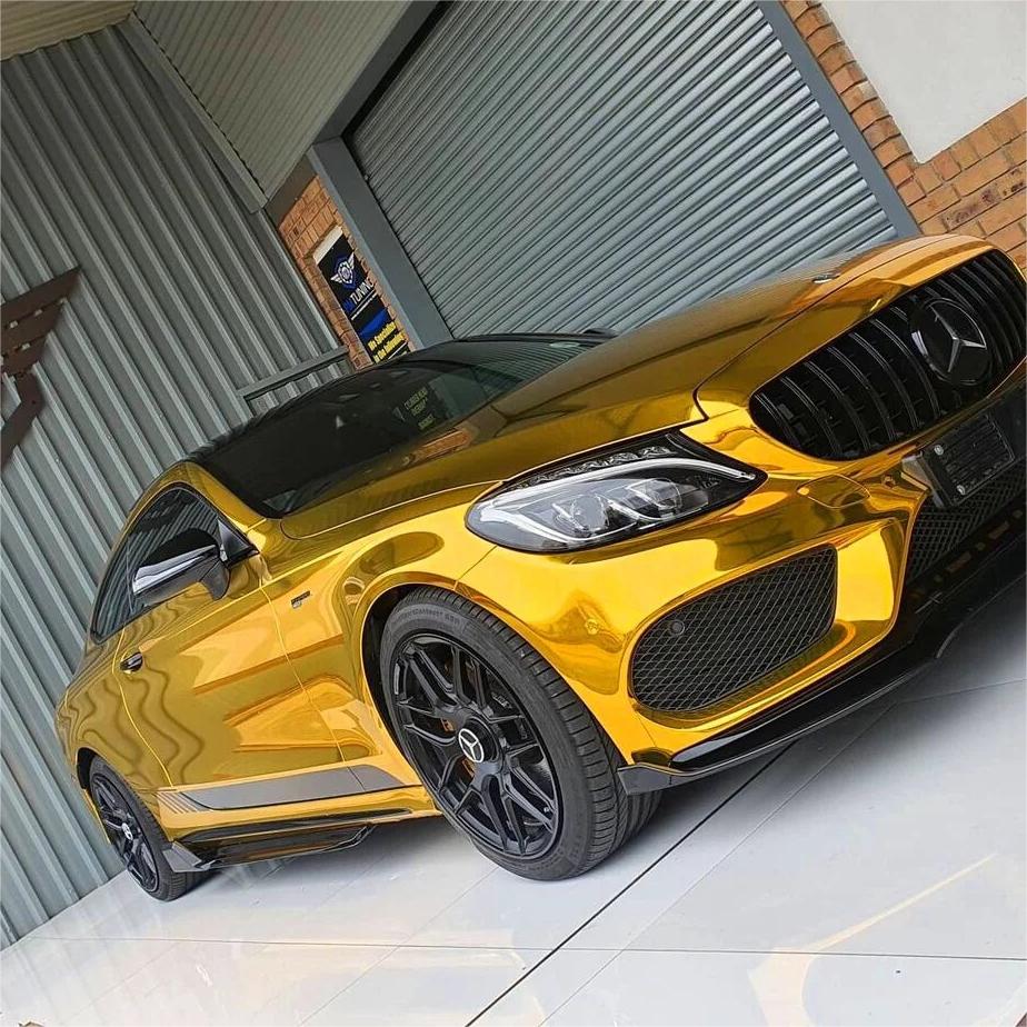 Gloss Mirror Chrome Gold Car Vinyl Wrap  review Photos 05