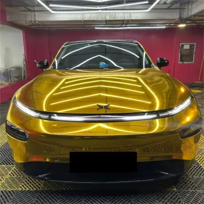 Gloss Mirror Chrome Gold Car Vinyl Wrap  review Effect 01