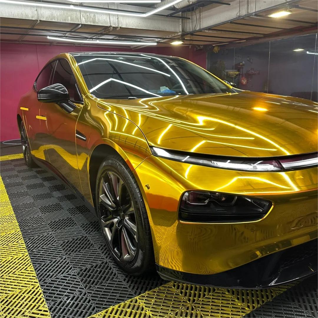 Gloss Mirror Chrome Gold Car Vinyl Wrap  review Effect 01