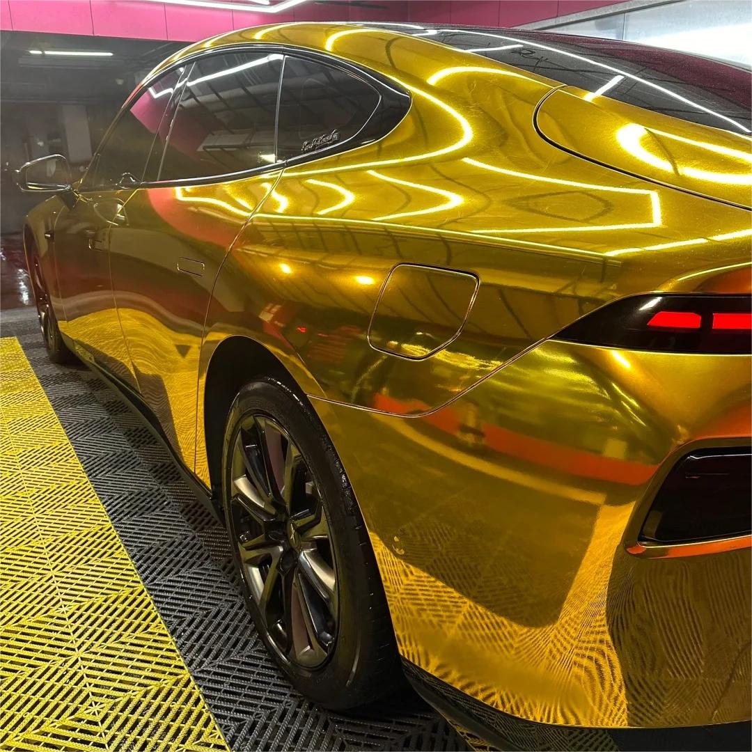 Gloss Mirror Chrome Gold Car Vinyl Wrap  review Effect 02