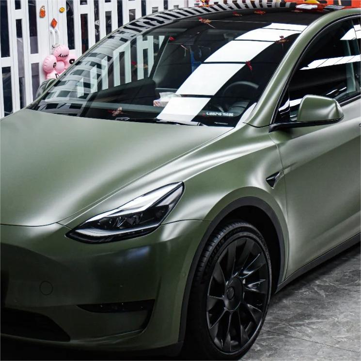 Matte Satin Ceramics Military Green Car Vinyl Wrap review After 01