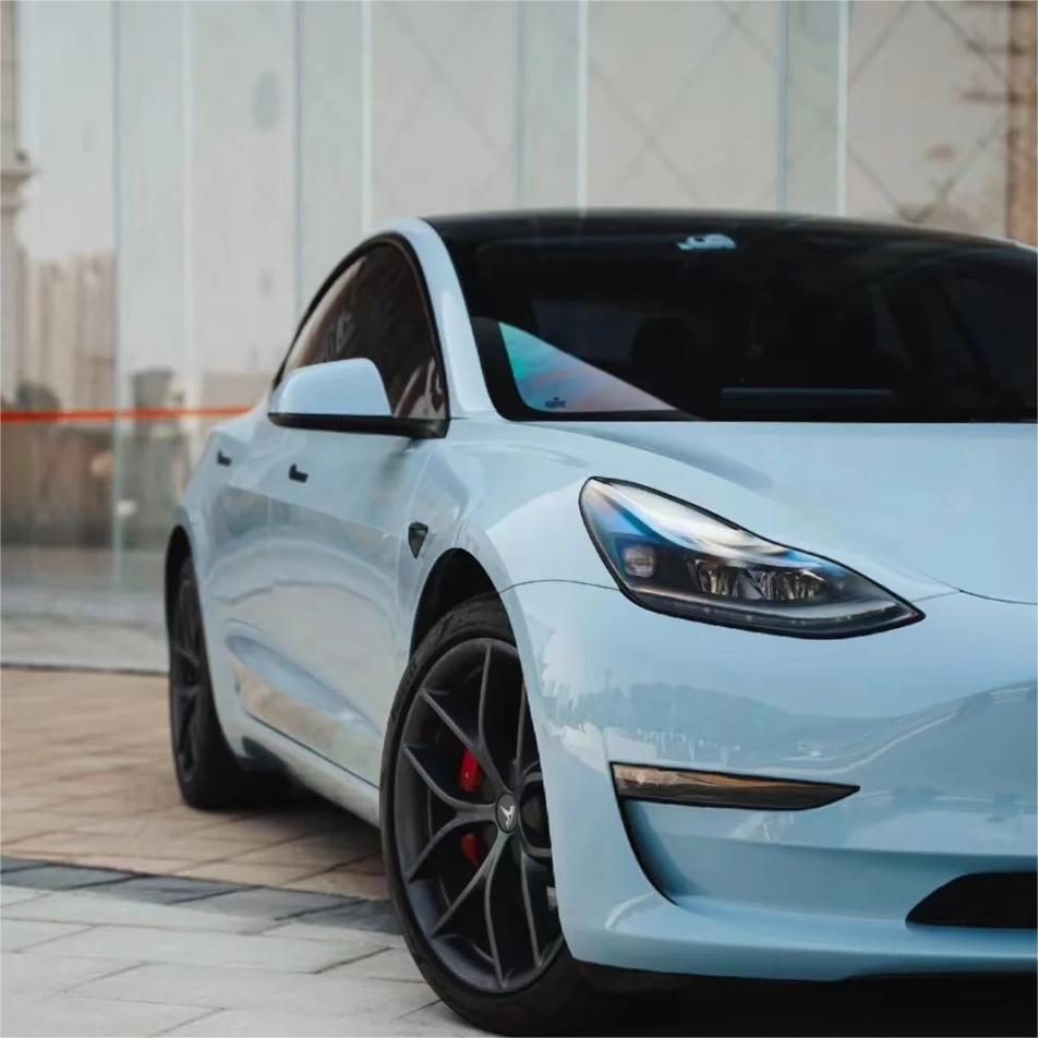 Gloss Meissen Blue Car Vinyl Wrap PET review Blue 01