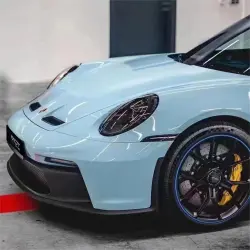 Gloss Meissen Blue Car Vinyl Wrap PET review Right 02