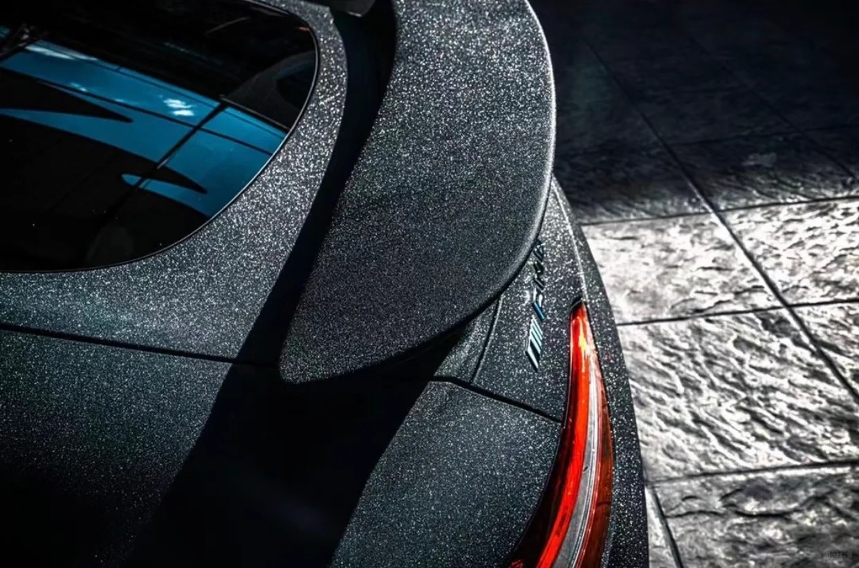 Matte Diamond Glitter Black Car Vinyl Wrap review SAM 01