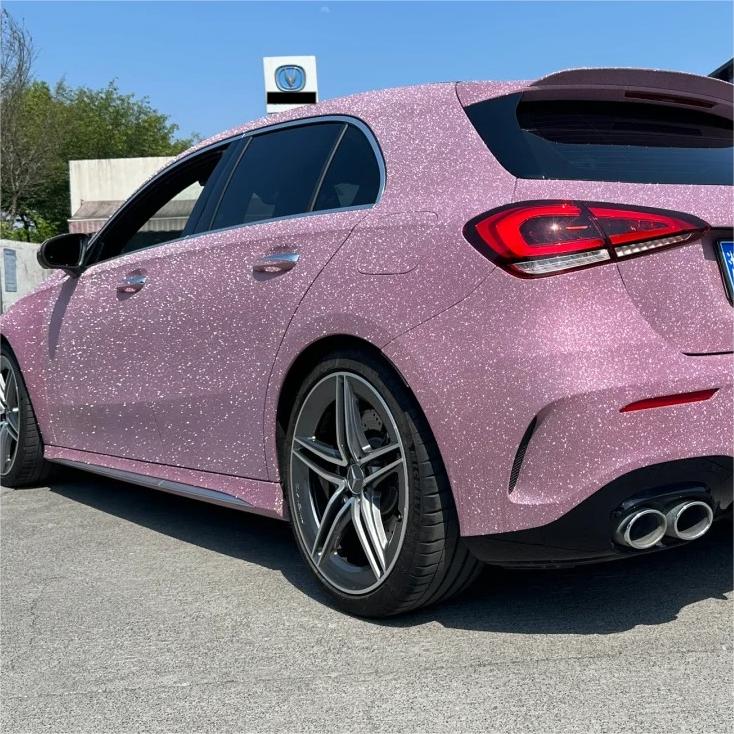 Matte Diamond Glitter Pink Car Vinyl Wrap review Diamond 02