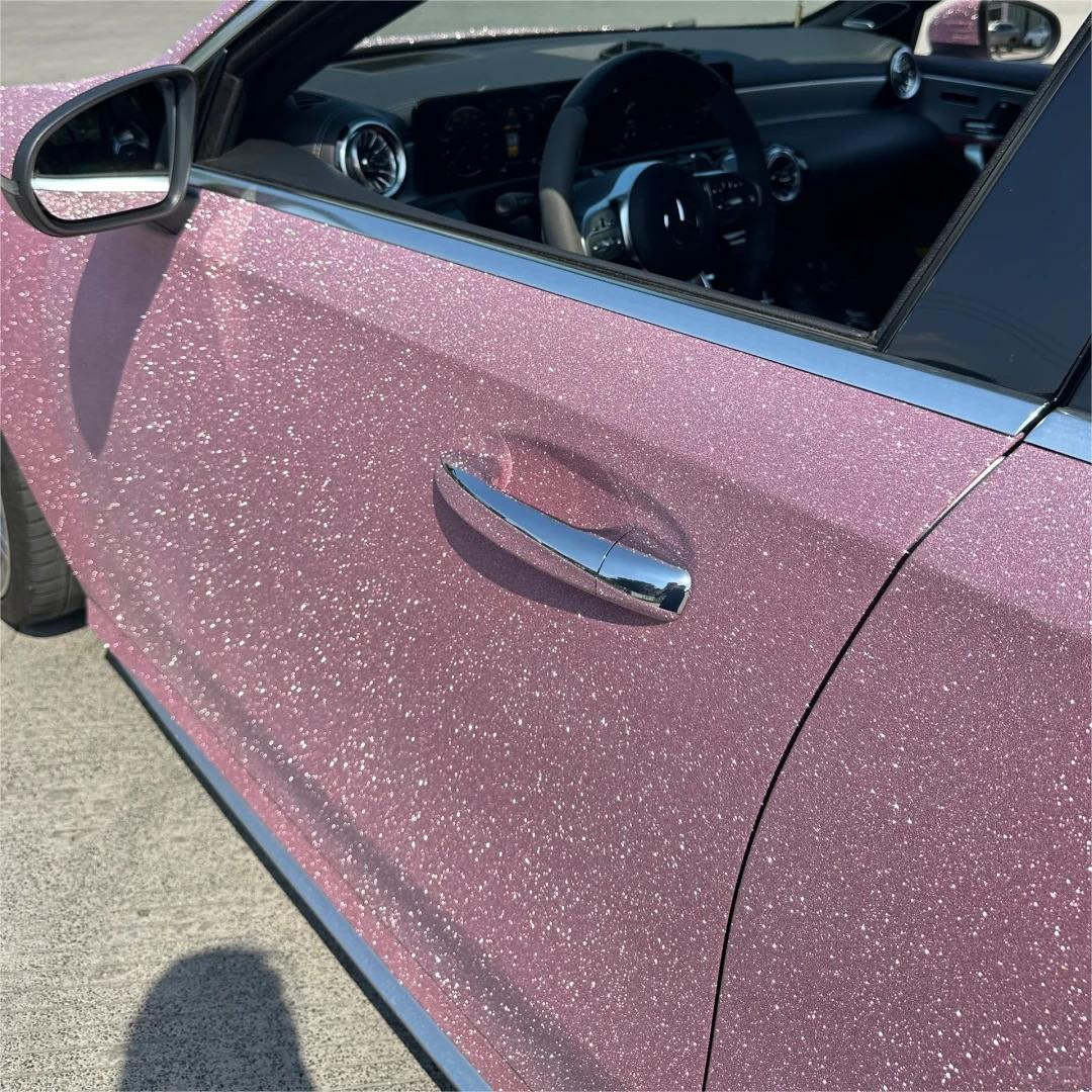 Matte Diamond Glitter Pink Car Vinyl Wrap review Diamond 01