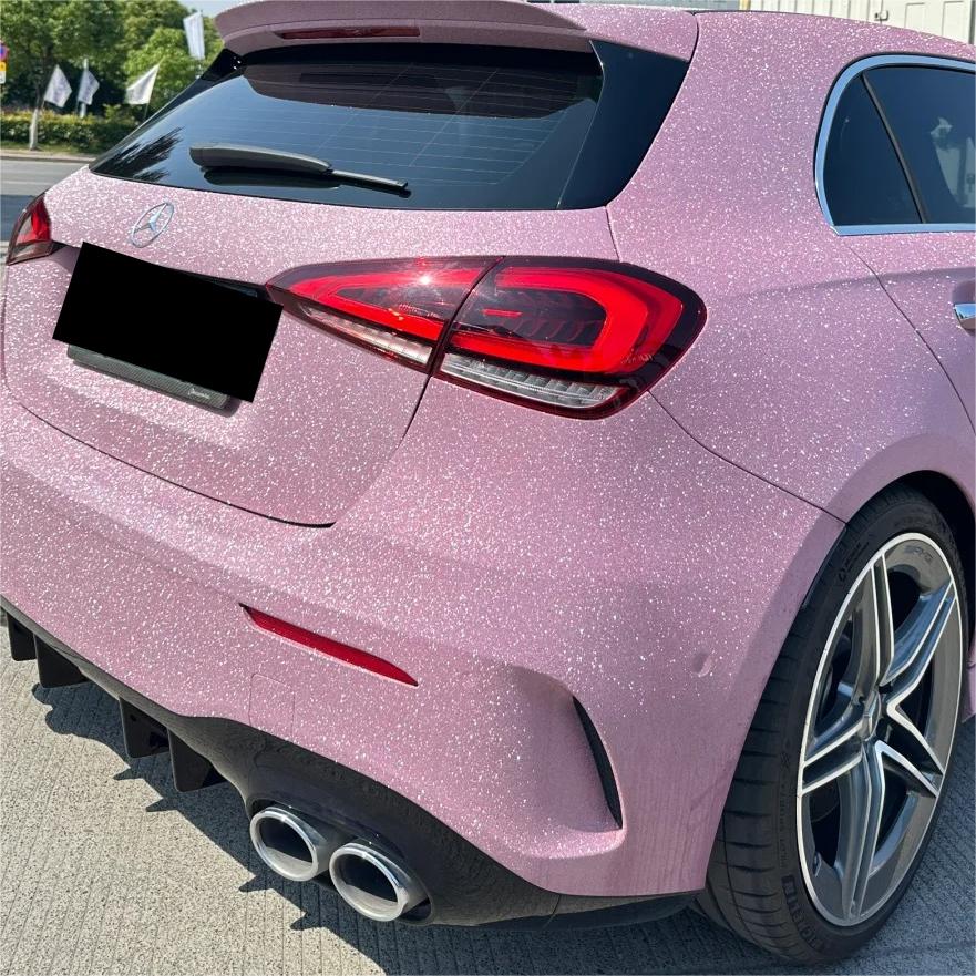 Matte Diamond Glitter Pink Car Vinyl Wrap review Diamond 04