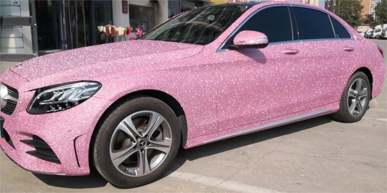 Matte Diamond Glitter Pink Car Vinyl Wrap review Birthday 00