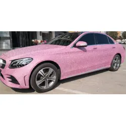 Matte Diamond Glitter Pink Car Vinyl Wrap review Birthday 01