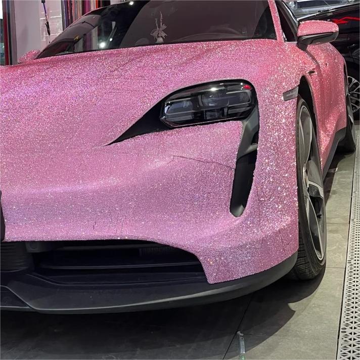 Matte Diamond Glitter Pink Car Vinyl Wrap review Really 02