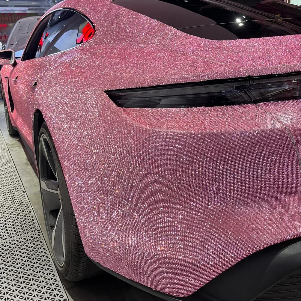 Matte Diamond Glitter Pink Car Vinyl Wrap review Really 01