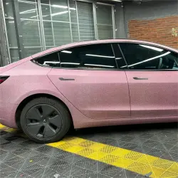 Matte Diamond Glitter Pink Car Vinyl Wrap review Transport 01