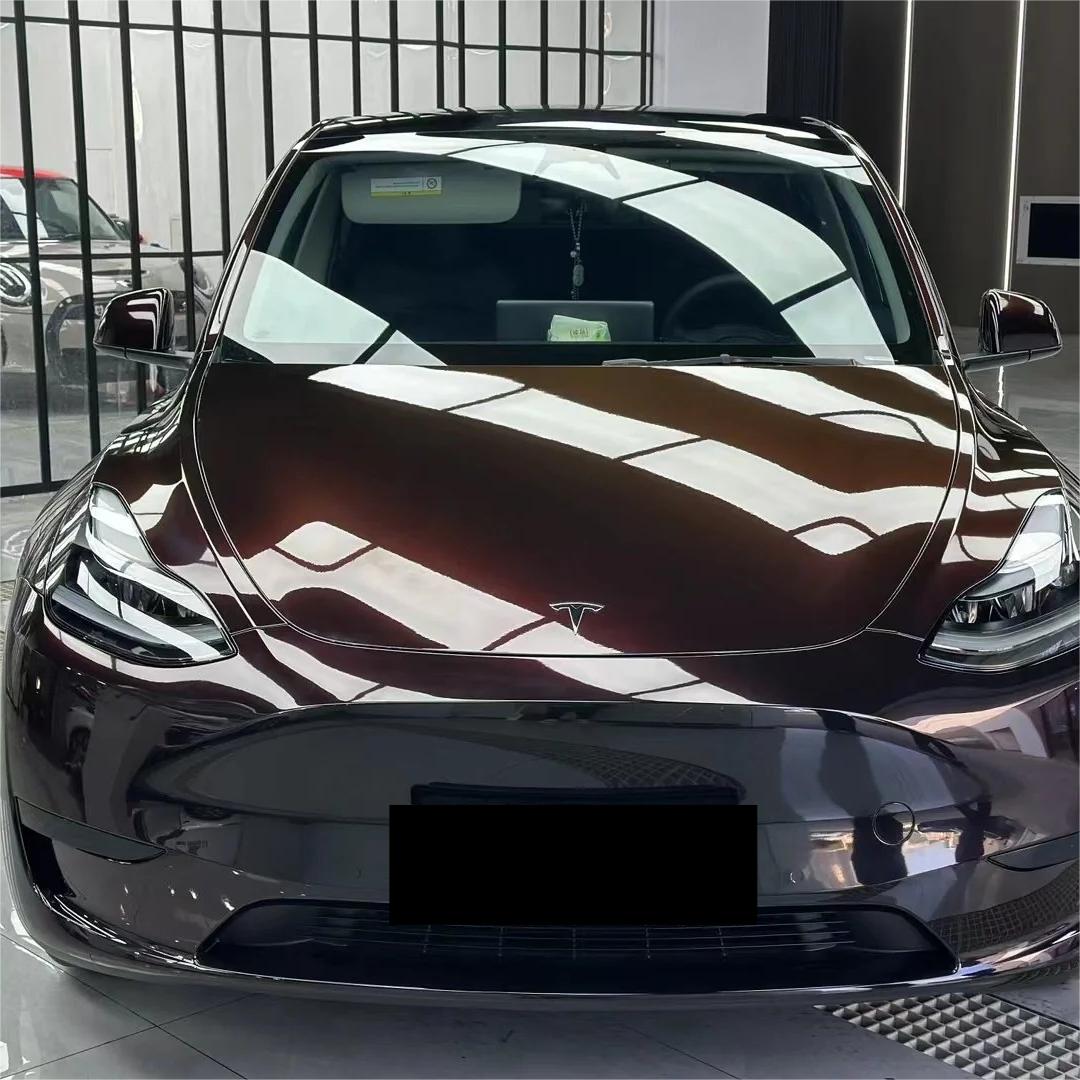 Gloss Diamond Chameleon Black Red Vinyl Wrap review Black 01