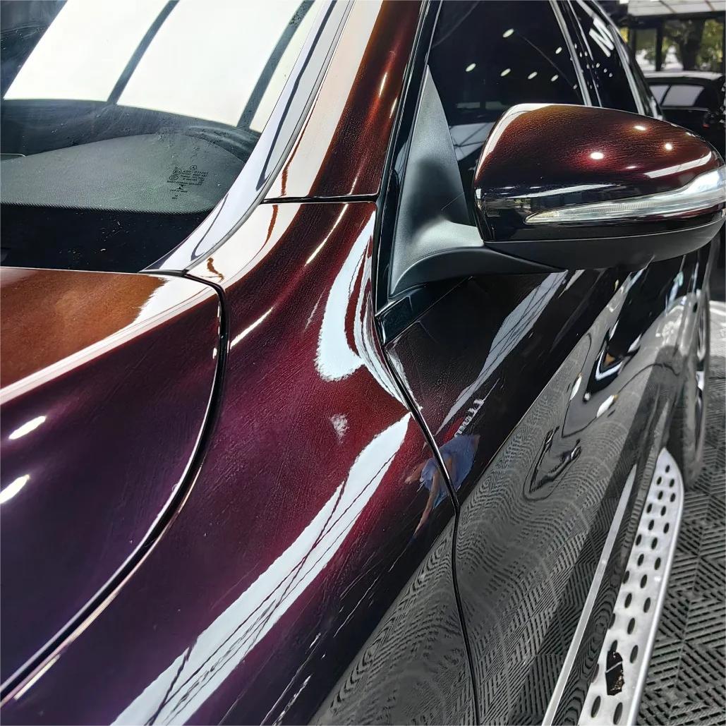 Gloss Diamond Chameleon Black Red Vinyl Wrap review Diamond 01