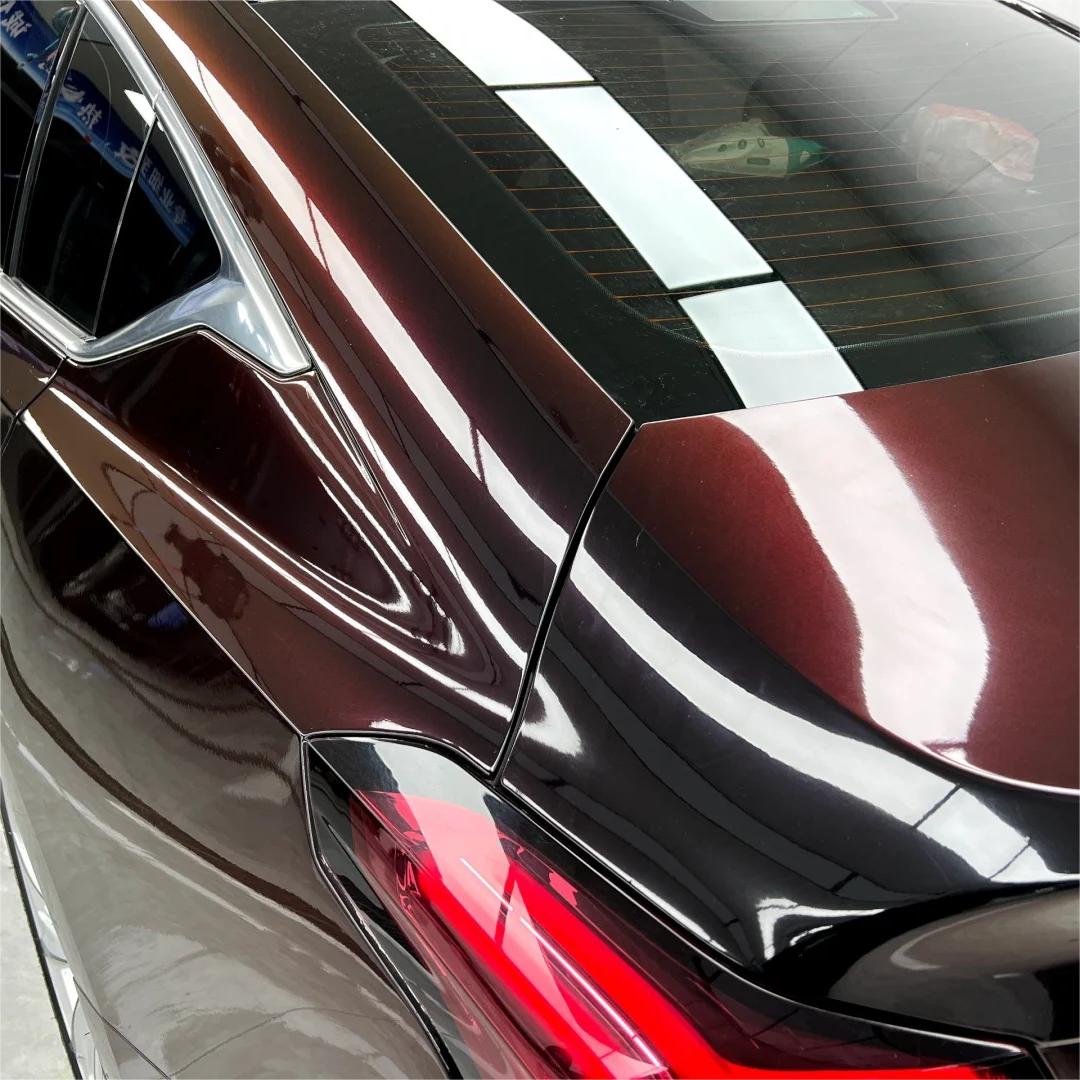 Gloss Diamond Chameleon Black Red Vinyl Wrap review Protect 02