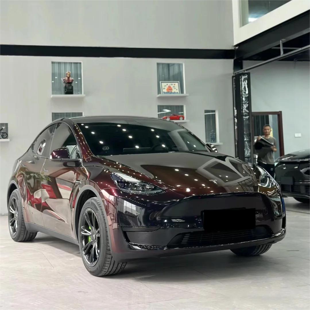 Gloss Diamond Chameleon Black Red Vinyl Wrap review Forth 00