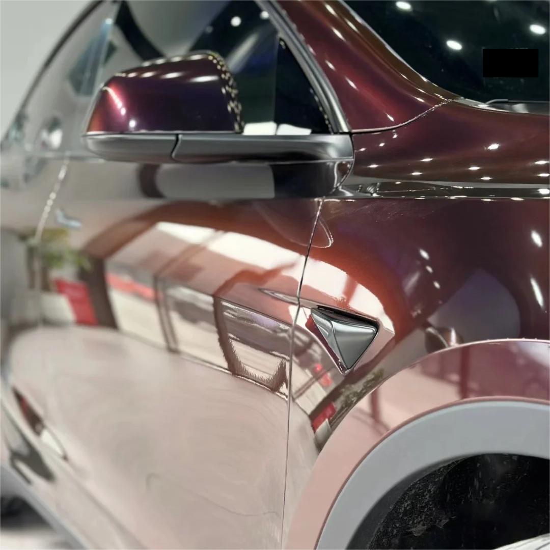 Gloss Diamond Chameleon Black Red Vinyl Wrap review Forth 05