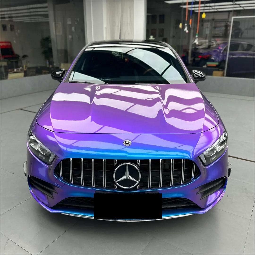 Gloss Chameleon Blue Purple Car Vinyl Wrap review Purple 02
