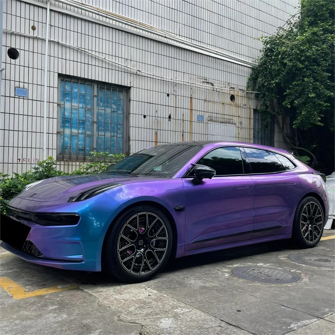 Gloss Chameleon Blue Purple Car Vinyl Wrap review Attention 00