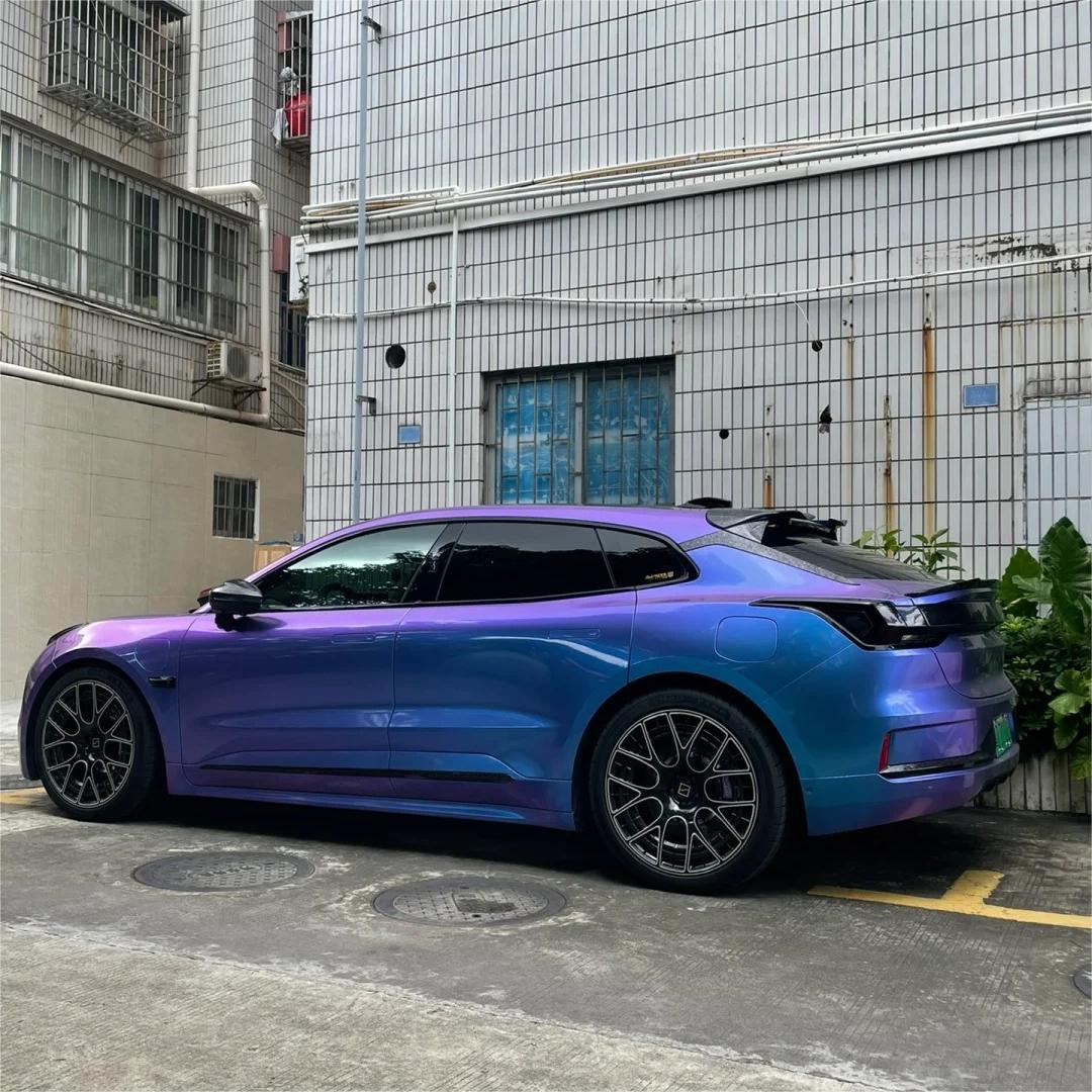 Gloss Chameleon Blue Purple Car Vinyl Wrap review Attention 01