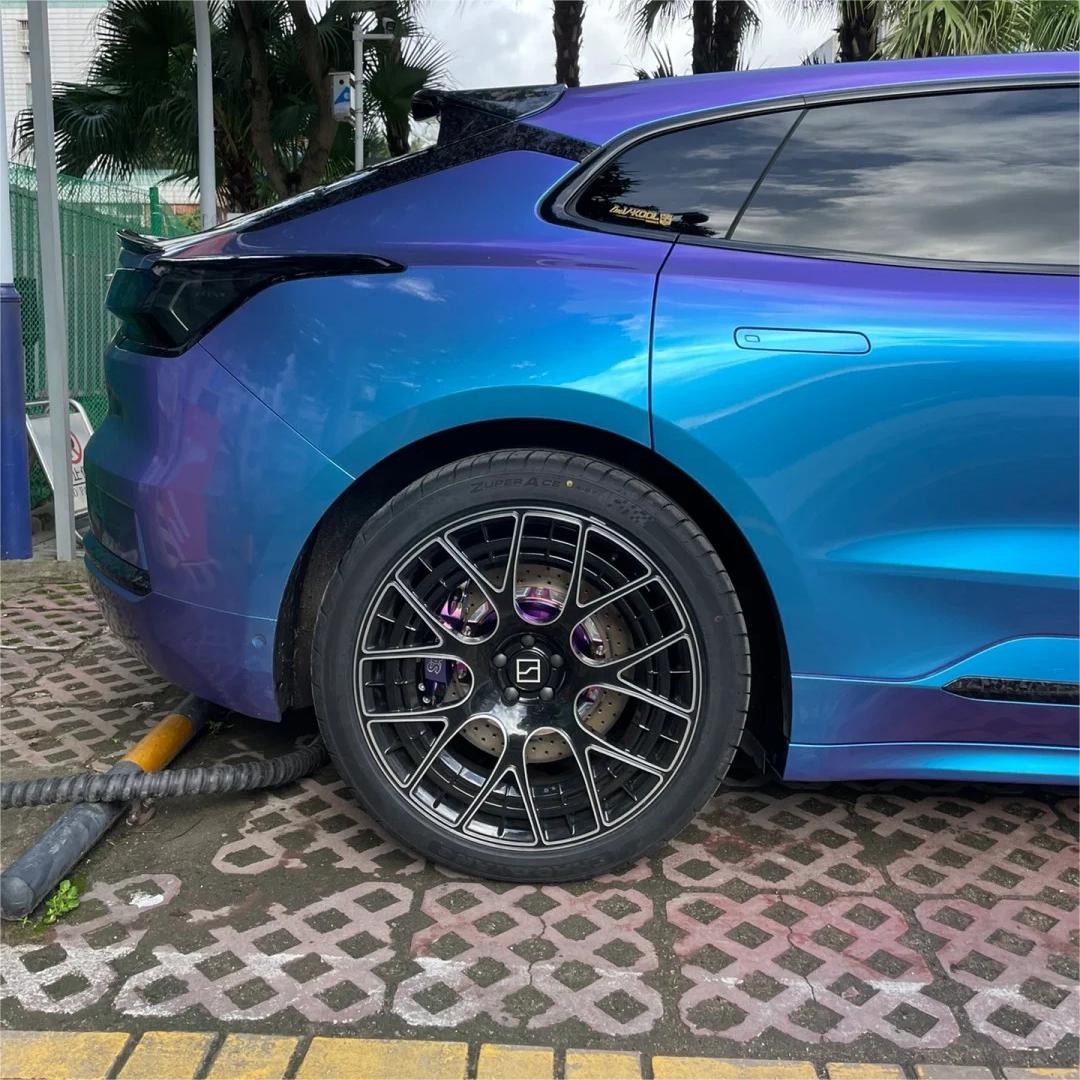 Gloss Chameleon Blue Purple Car Vinyl Wrap review Attention 04