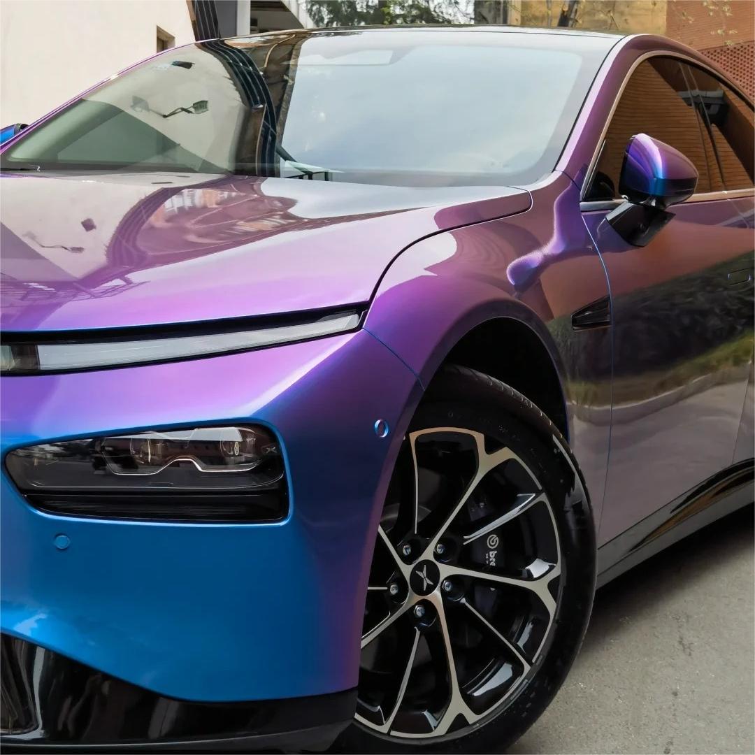 Gloss Chameleon Blue Purple Car Vinyl Wrap review Meet 01