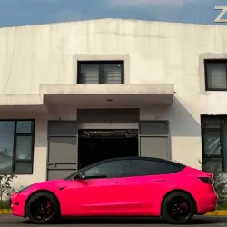 Gloss Fluorescent Pink Car Vinyl Wrap review Picture 02