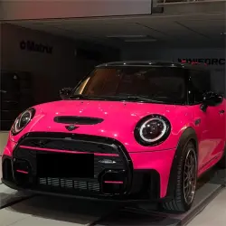 Gloss Fluorescent Pink Car Vinyl Wrap review Seam 03