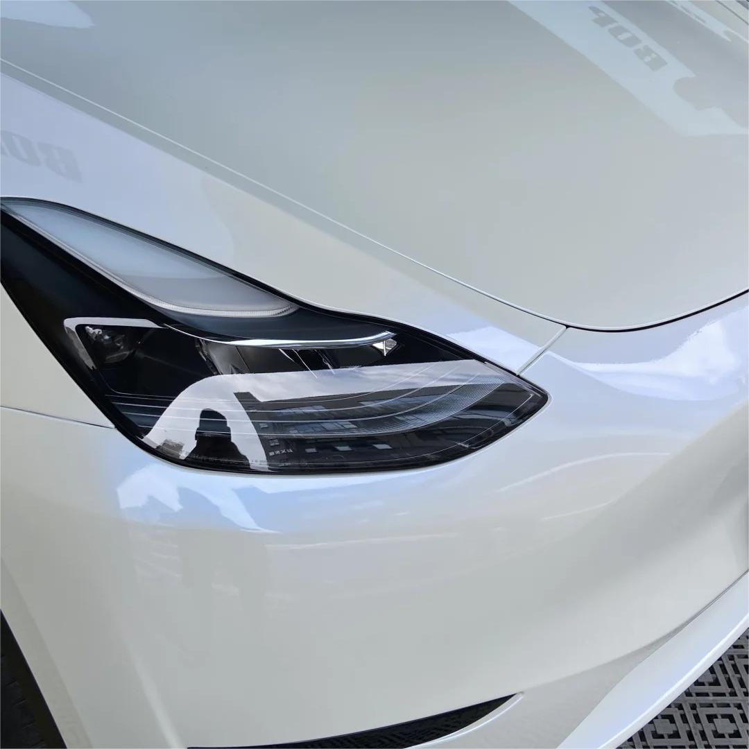 Gloss Metallic Chameleon Blue White Car Vinyl Wrap PET review Satisfy 03