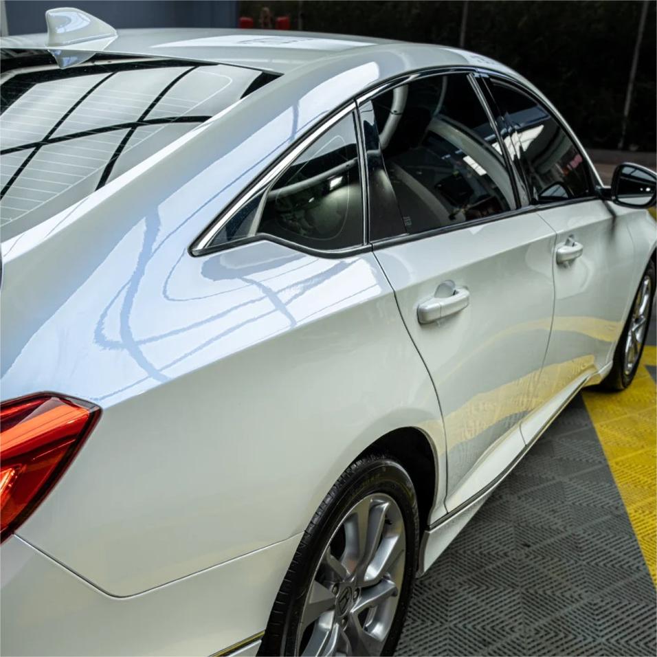 Gloss Metallic Chameleon Blue White Car Vinyl Wrap PET review Pleased 05