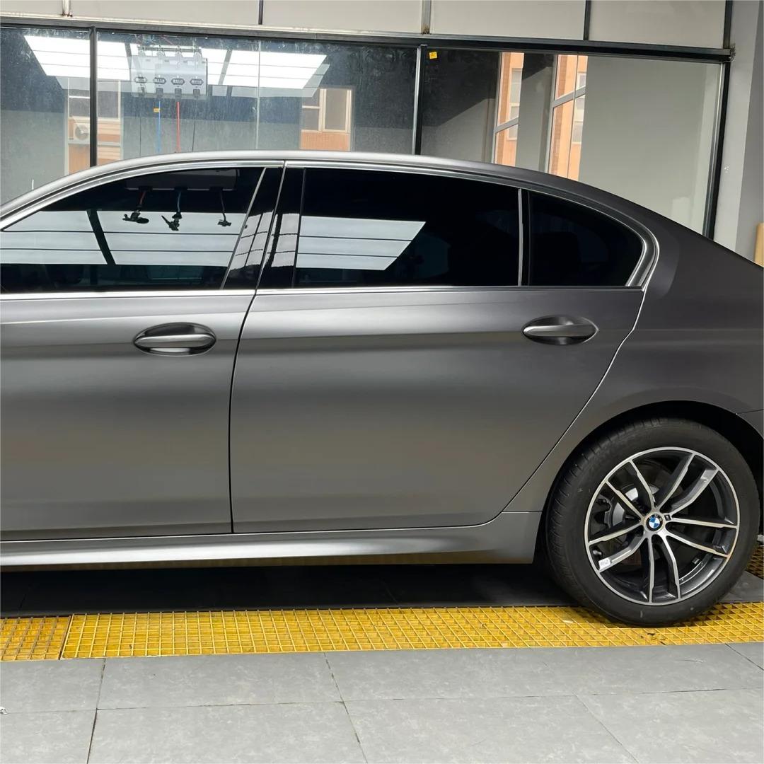 Matte Metallic Titanium Grey Car Vinyl Wrap PET review Naked 01