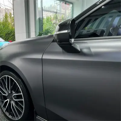 Matte Metallic Titanium Grey Car Vinyl Wrap PET review Great 00