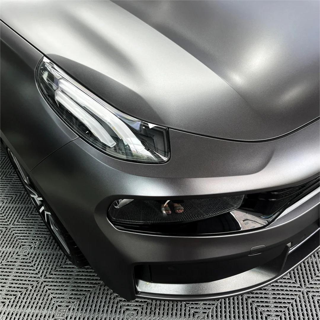 Matte Metallic Titanium Grey Car Vinyl Wrap PET review Great 02