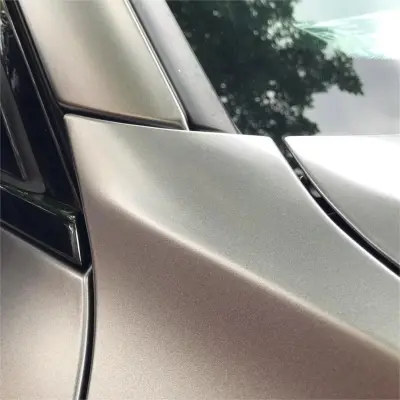 Matte Metallic Titanium Grey Car Vinyl Wrap PET review Silver 03