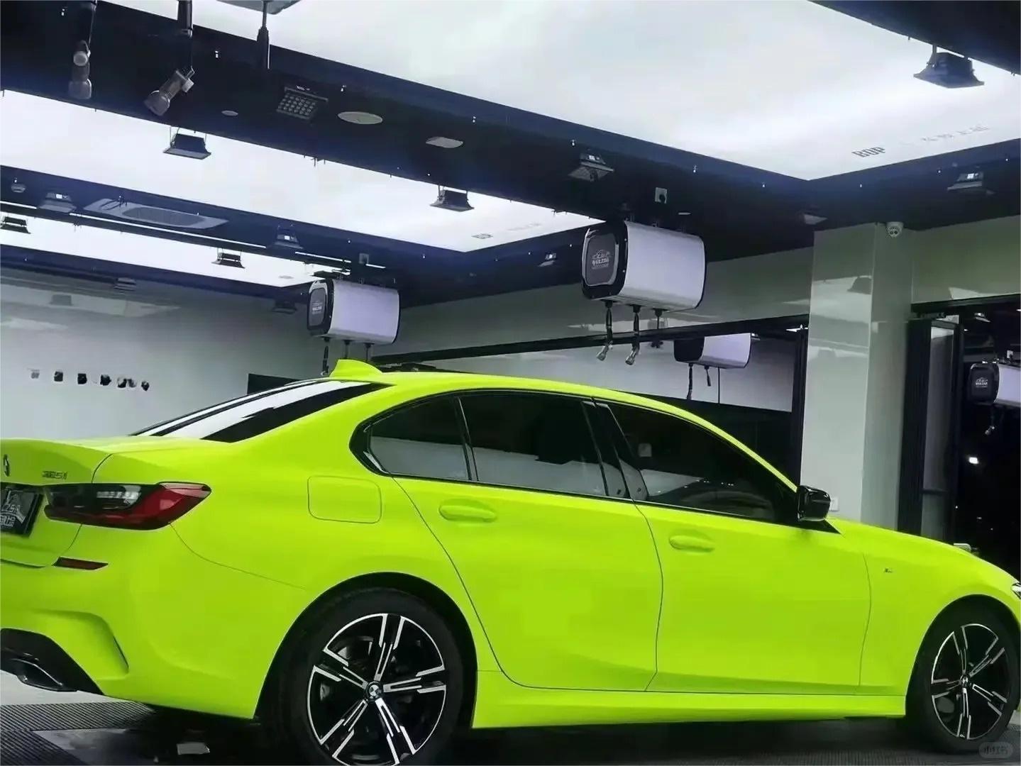 Matte Ultimate Flat Fluorescent Yellow Car Vinyl Wrap PET review Sam 01