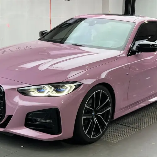 Gloss Rose Latte Pink Car Vinyl Wrap PET review 