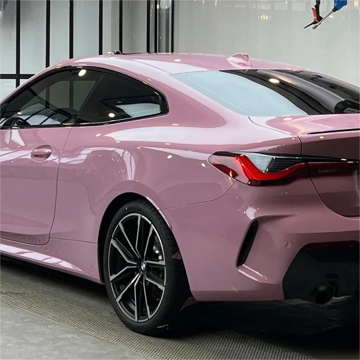 Gloss Rose Latte Pink Car Vinyl Wrap PET review Bring 01