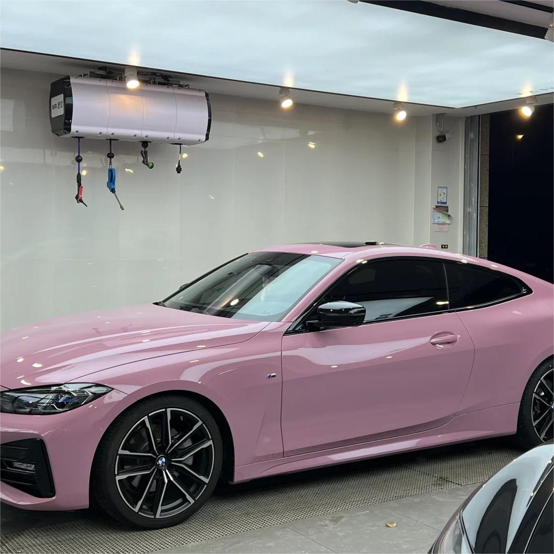 Gloss Rose Latte Pink Car Vinyl Wrap PET review Bring 02