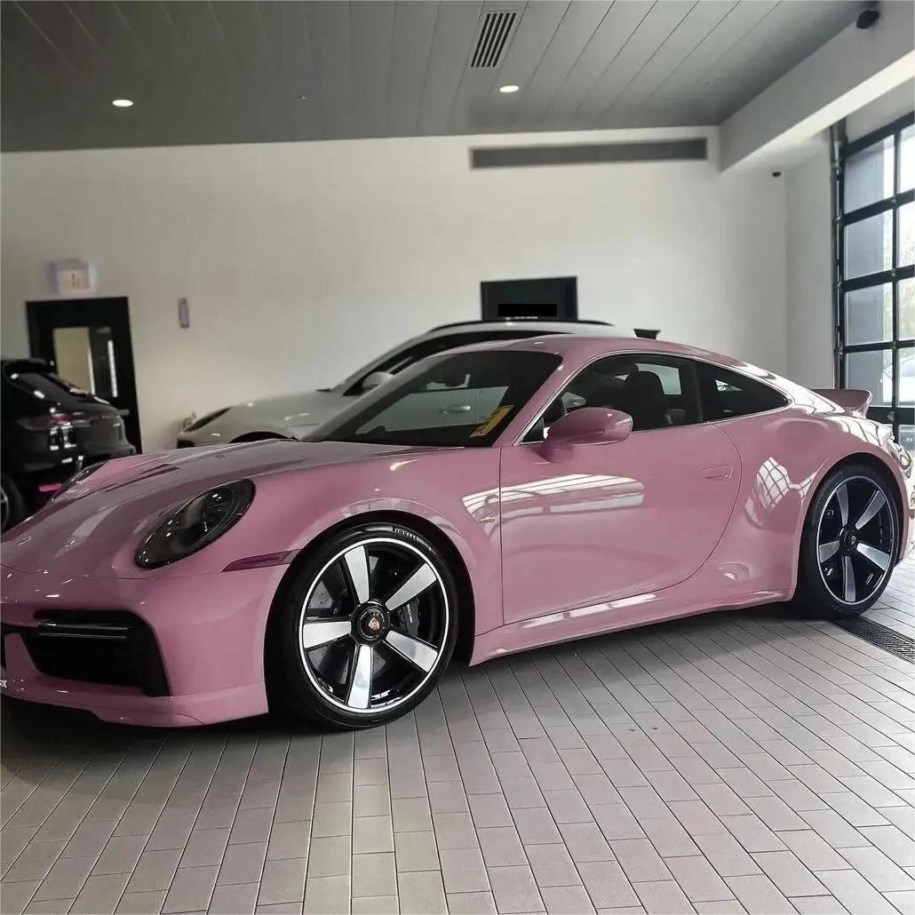 Gloss Rose Latte Pink Car Vinyl Wrap PET review Latte 00
