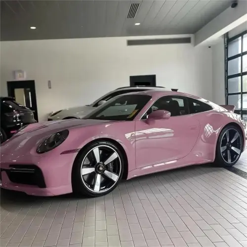 Gloss Rose Latte Pink Car Vinyl Wrap PET review 