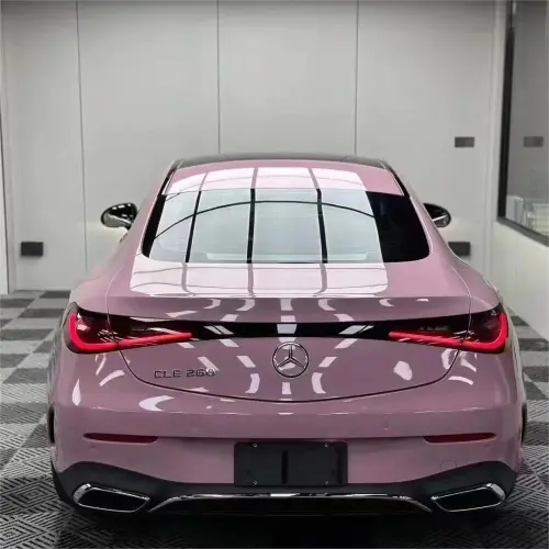 Gloss Rose Latte Pink Car Vinyl Wrap PET review 
