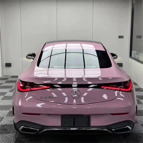 Gloss Rose Latte Pink Car Vinyl Wrap PET review 