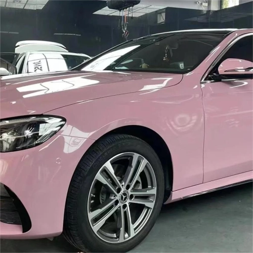 Gloss Rose Latte Pink Car Vinyl Wrap PET review 